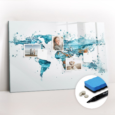 Magnetic dry erase board Water world map