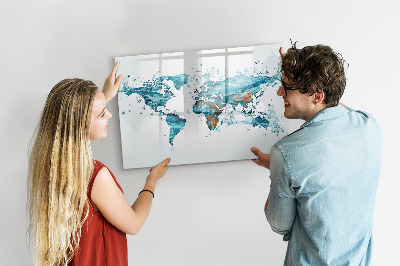 Magnetic dry erase board Water world map