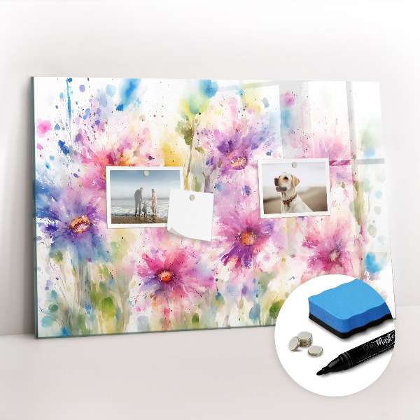 Dry erase magnetic board Painted flowers