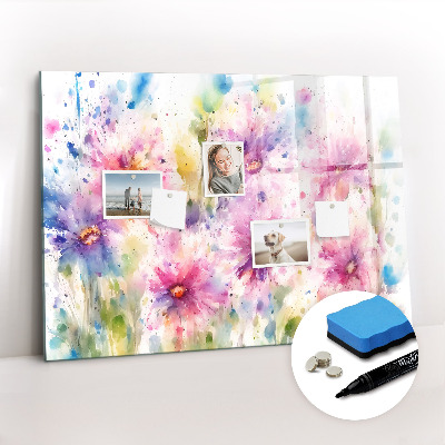 Dry erase magnetic board Painted flowers