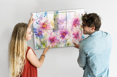 Dry erase magnetic board Painted flowers