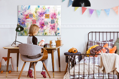 Dry erase magnetic board Painted flowers