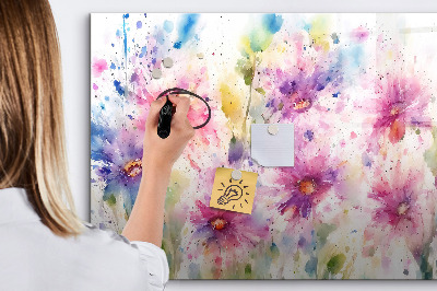 Dry erase magnetic board Painted flowers