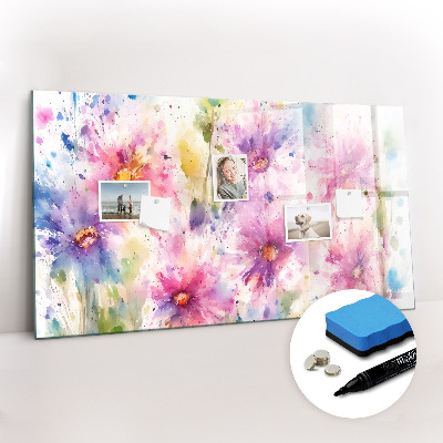 Dry erase magnetic board Painted flowers