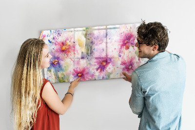 Dry erase magnetic board Painted flowers
