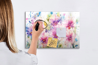 Dry erase magnetic board Painted flowers