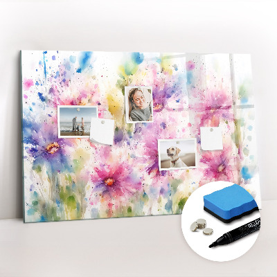 Dry erase magnetic board Painted flowers