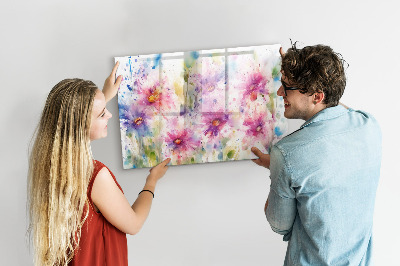 Dry erase magnetic board Painted flowers