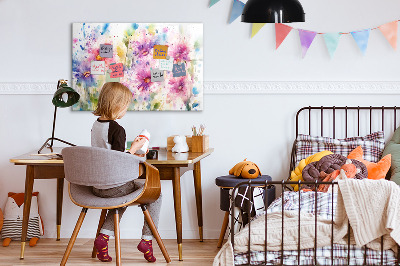 Dry erase magnetic board Painted flowers