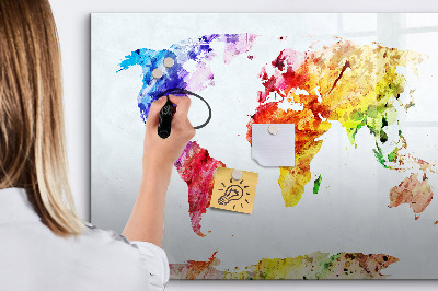 Magnetic board for writing Watercolor World Map