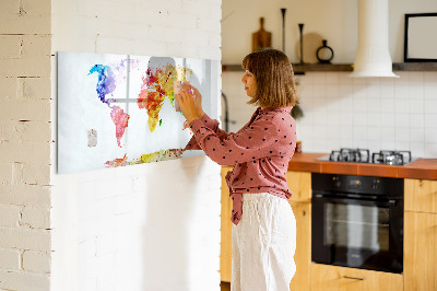 Magnetic board for writing Watercolor World Map