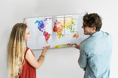 Magnetic board for writing Watercolor World Map