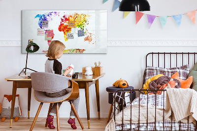 Magnetic board for writing Watercolor World Map