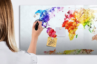 Dry erase magnetic board Watercolor World Map