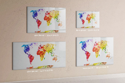 Dry erase magnetic board Watercolor World Map