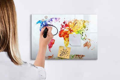 Magnetic board for writing Watercolor World Map