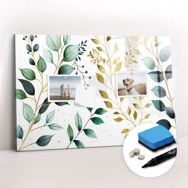 Magnetic dry erase board Plants leaves pattern