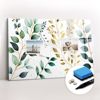 Magnetic dry erase board Plants leaves pattern