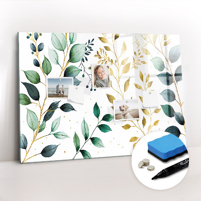Magnetic dry erase board Plants leaves pattern