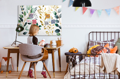 Magnetic dry erase board Plants leaves pattern