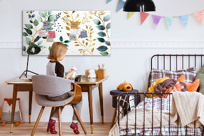 Magnetic dry erase board Plants leaves pattern