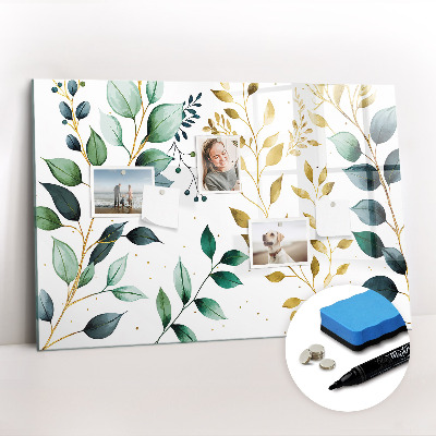 Magnetic dry erase board Plants leaves pattern
