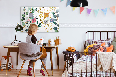 Magnetic dry erase board Plants leaves pattern