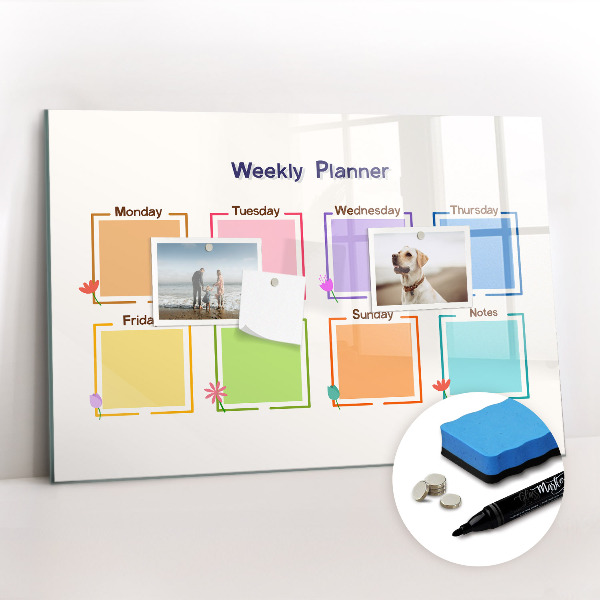 Magnetic writing board Weekly planner