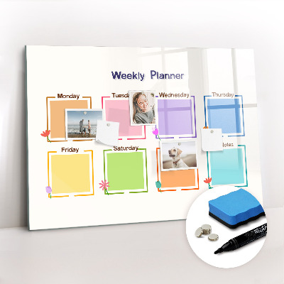 Magnetic writing board Weekly planner