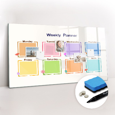 Magnetic writing board Weekly planner