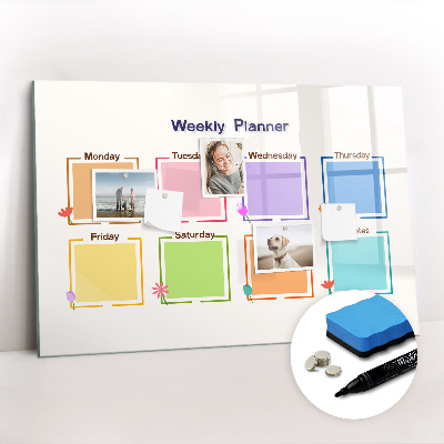 Magnetic writing board Weekly planner