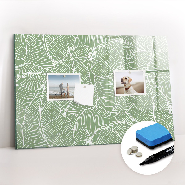 Magnetic dry erase board Leaves nature pattern