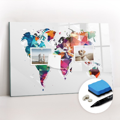 Magnetic dry erase board World map triangles