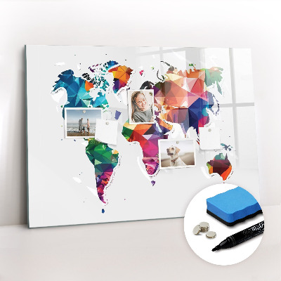Magnetic dry erase board World map triangles