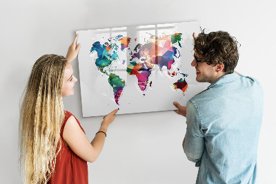 Magnetic dry erase board World map triangles