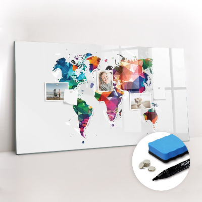 Magnetic dry erase board World map triangles