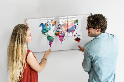 Magnetic dry erase board World map triangles