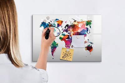 Magnetic dry erase board World map triangles