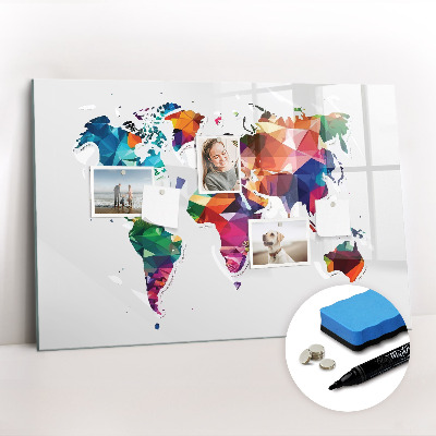 Magnetic dry erase board World map triangles