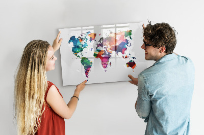 Magnetic dry erase board World map triangles