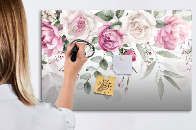 Dry erase magnetic board Watercolor roses
