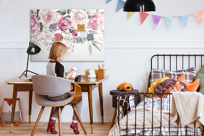 Dry erase magnetic board Watercolor roses