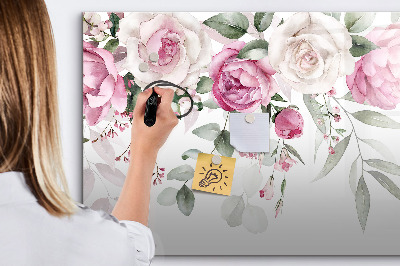 Dry erase magnetic board Watercolor roses