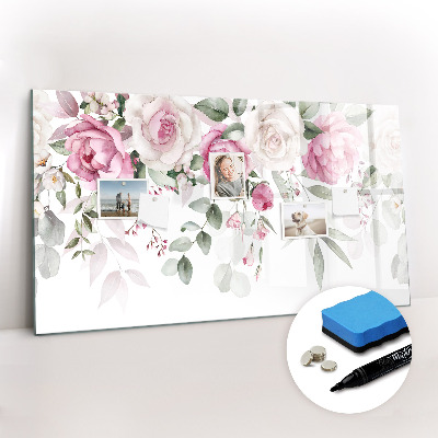 Dry erase magnetic board Watercolor roses