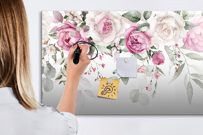 Dry erase magnetic board Watercolor roses
