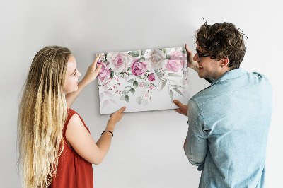 Dry erase magnetic board Watercolor roses