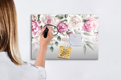 Dry erase magnetic board Watercolor roses