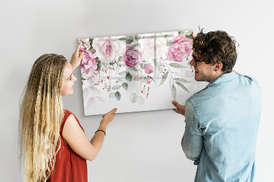 Dry erase magnetic board Watercolor roses