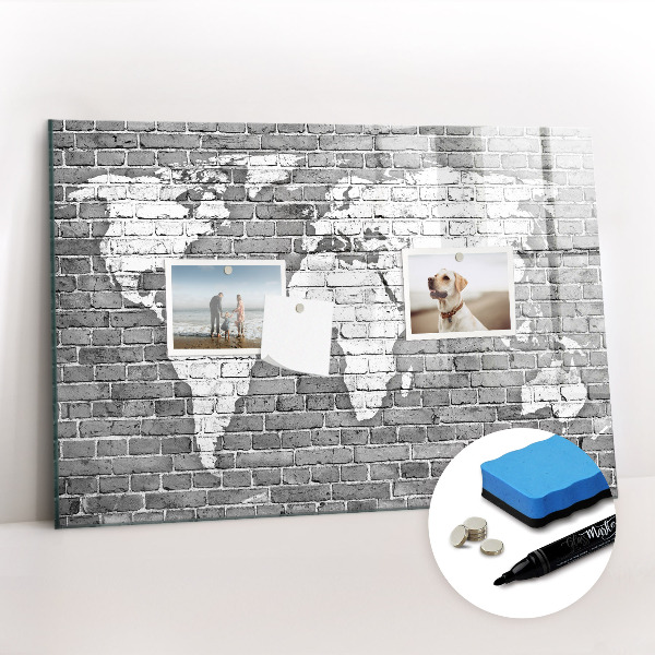 Magnetic dry erase board World Map on Bricks
