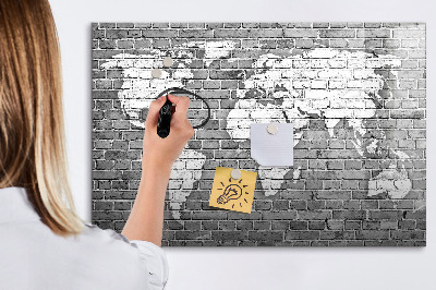 Magnetic dry erase board World Map on Bricks